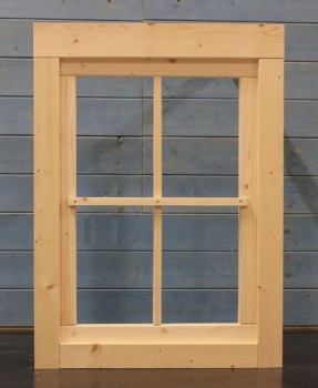 Gartenhausfenster 50x70cm 4 Sprossenfelder feststehend mit Abdeckrahmen RA3
