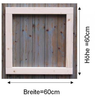 Preview: Gartenhausfenster 60x60cm 4 Sprossenfelder feststehend mit Abdeckrahmen RA1