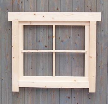 Preview: Gartenhausfenster 70x60cm 4 Sprossenfelder feststehend mit Abdeckrahmen RA1