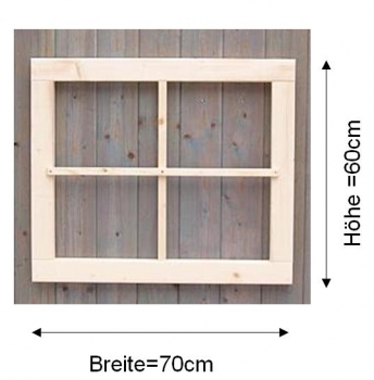 Preview: Gartenhausfenster 70x60cm 4 Sprossenfelder feststehend mit Abdeckrahmen RA1