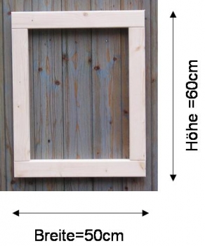 Preview: Gartenhausfenster 50x60cm feststehend mit Abdeckrahmen RA3